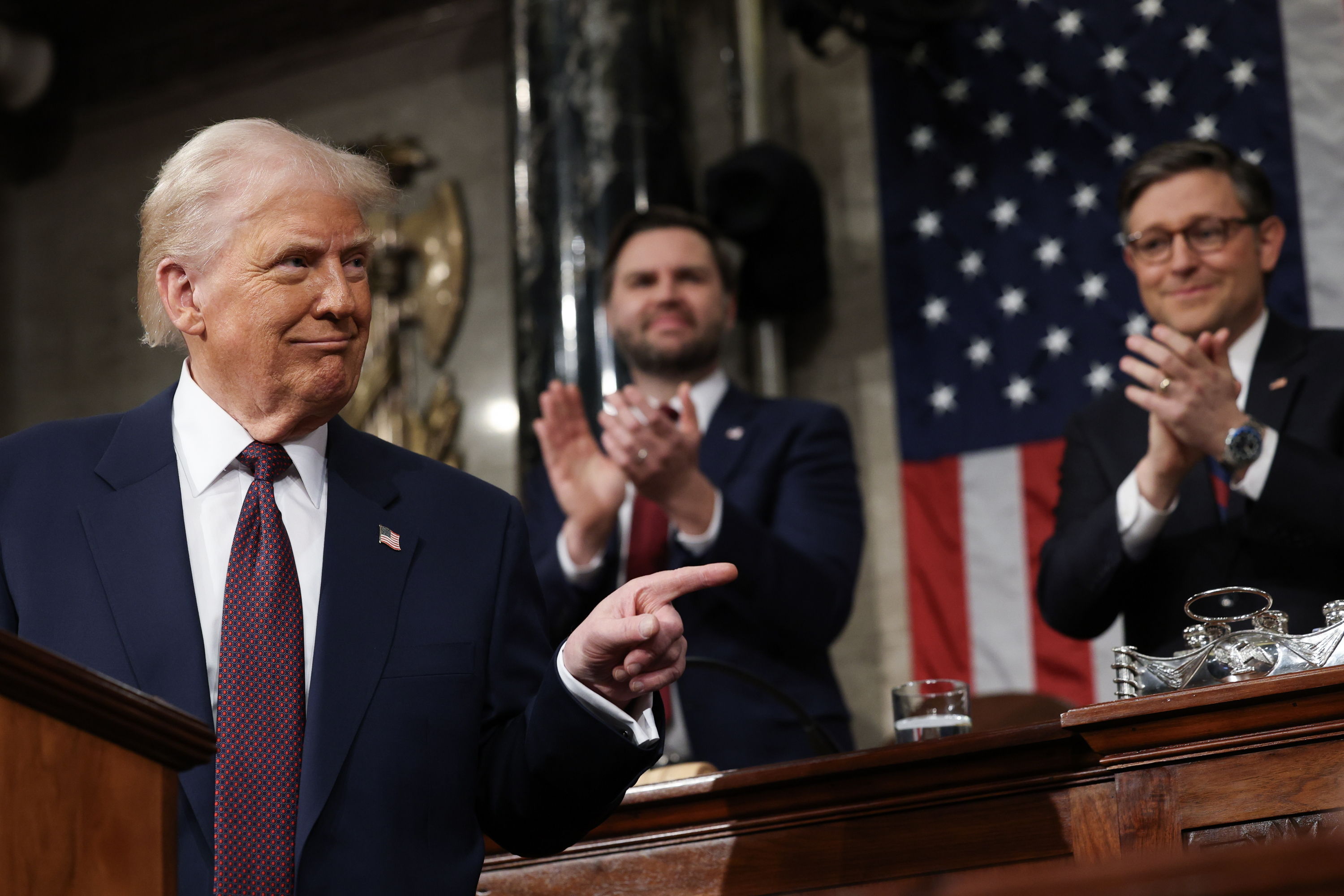 Donald Trump en medio de su discurso del 4 de marzo.
