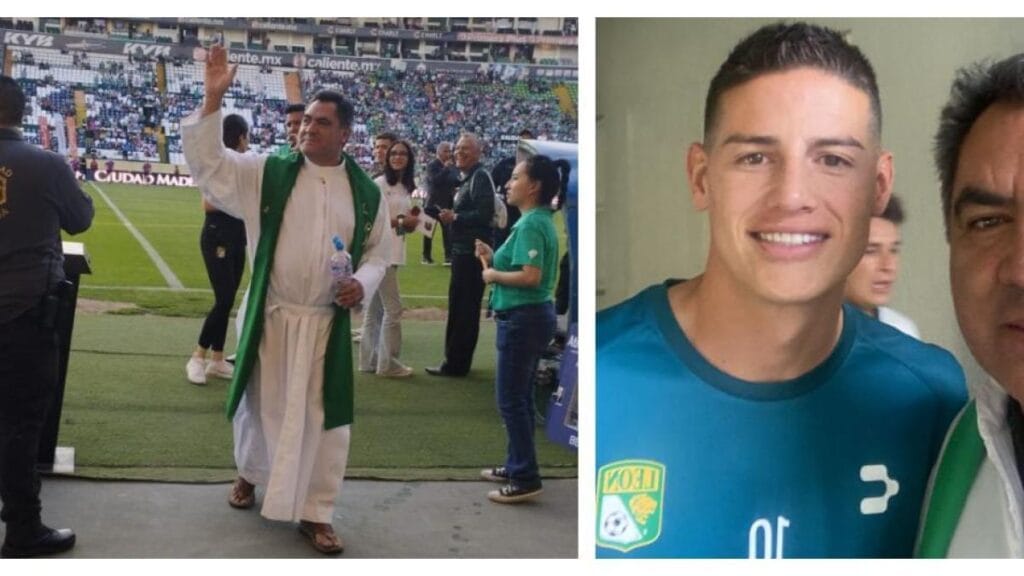 La historia del sacerdote que bendice los partidos de James Rodríguez en el León de México