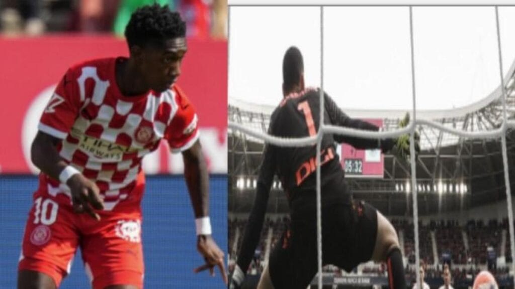 Yaser Asprilla no pudo evitar la derrota del Girona, pero fue el autor de esta joya de gol