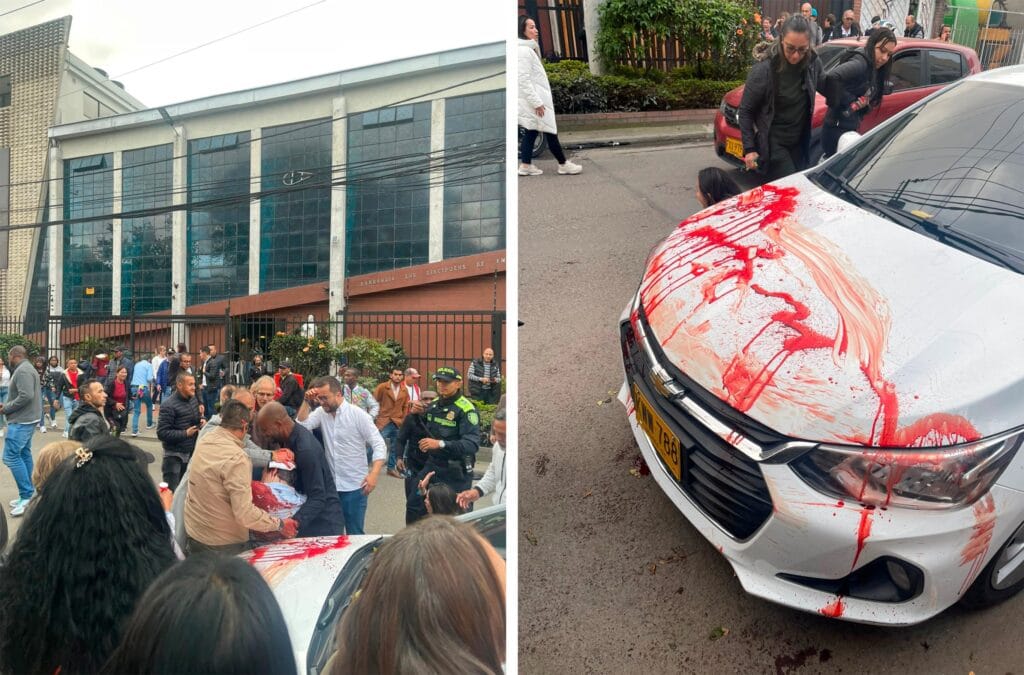 Imágenes del momento en que Miguel Uribe es auxiliado tras sufrir el atentado.