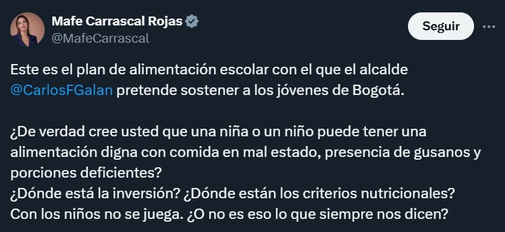 María Fernanda Carrascal denunció a Carlos Fernando Galán a través de redes sociales - crédito @MafeCarrascal/X