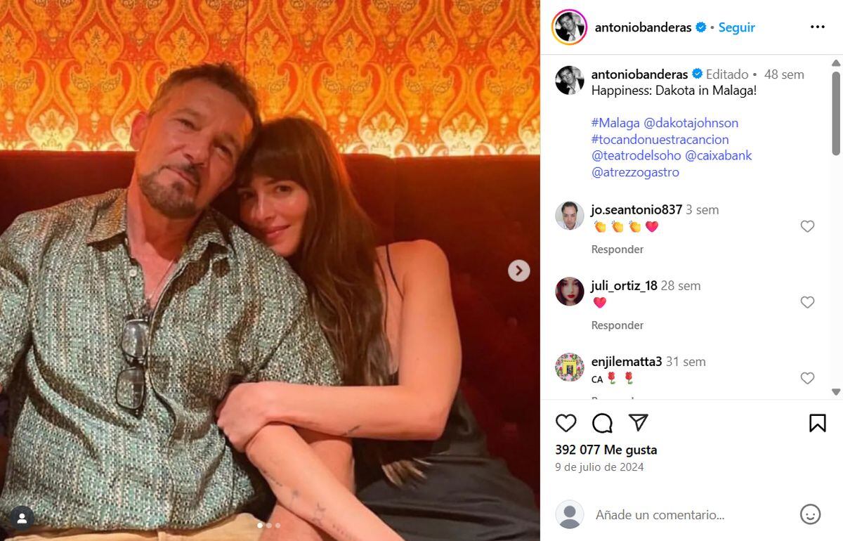 Tras dieciocho años de matrimonio con Melanie Griffith, el actor español mantuvo su vínculo paternal con Dakota después del divorcio (Instagram/@antoniobanderas)