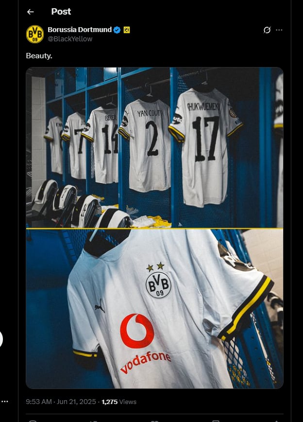 El cuadro alemán ya tiene listo su camerino para el gran duelo ante el Mamelodi-crédito @BlackYellow/X