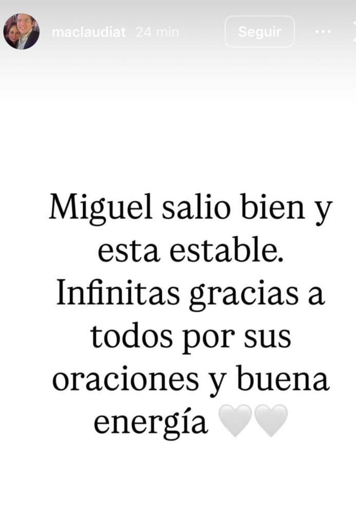 Mensaje de María Claudia Tarazona tras cirugía de Miguel Uribe