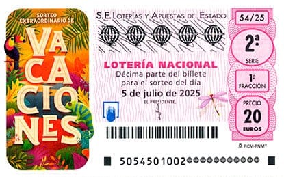 Décimo del Sorteo extraordinario de vacaciones del 5 julio 2025
