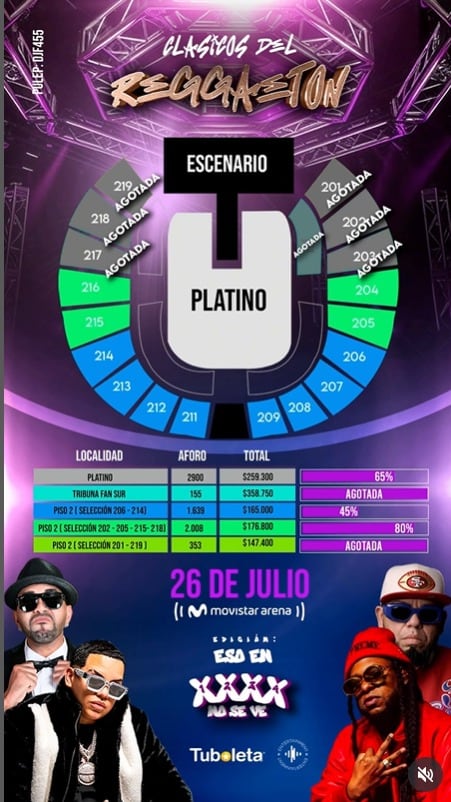 Localidades y precios de concierto de reguetón vieja escuela - crédito @3ntertainment/IG