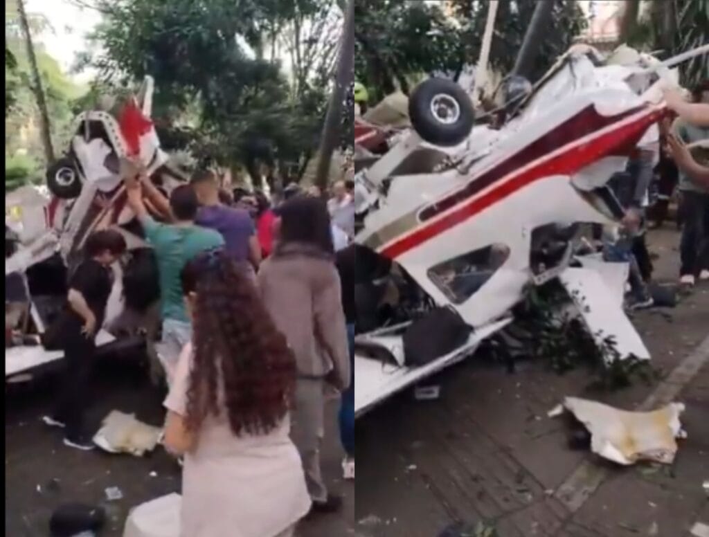 El área se mantiene acordonada para facilitar el trabajo de los equipos de rescate y permitir la llegada de unidades especializadas en manejo de emergencias aéreas - crédito redes sociales