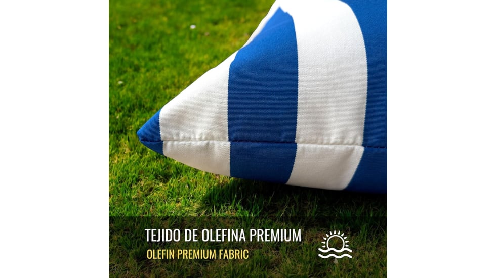 Este cojín para la playa es resistente al sol y al agua.
