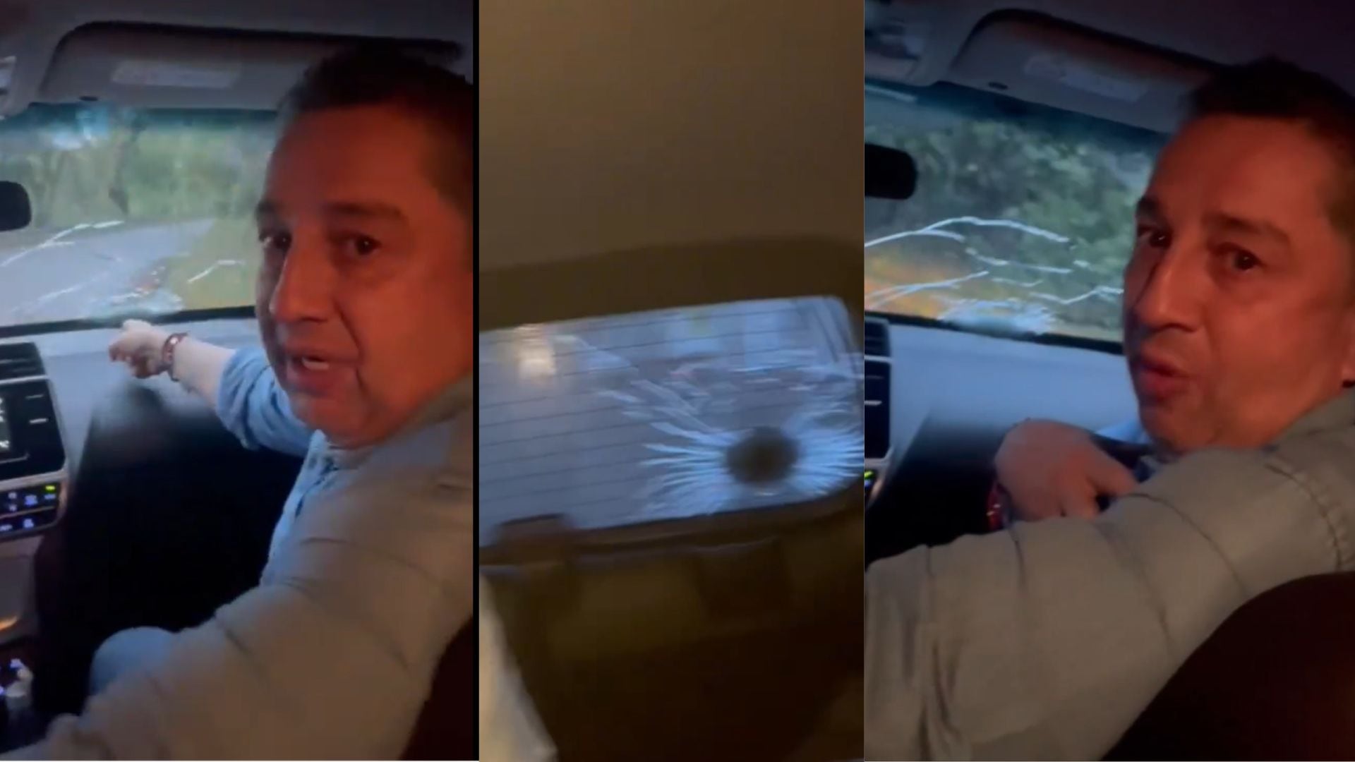 Así quedó el vehículo en el que se transportaba el representante Julio César Triana cuando sufrió un atentado en el Huila - crédito captura de video @TrianaCongreso/X