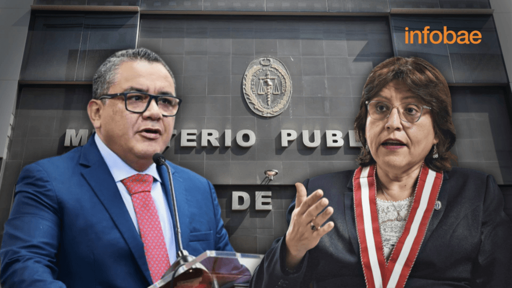 Juan José Santiváñez cuestiónó la denuncia de la Fiscalía en su contra y desacreditó a Delia Espinosa. (Composición Infobae)