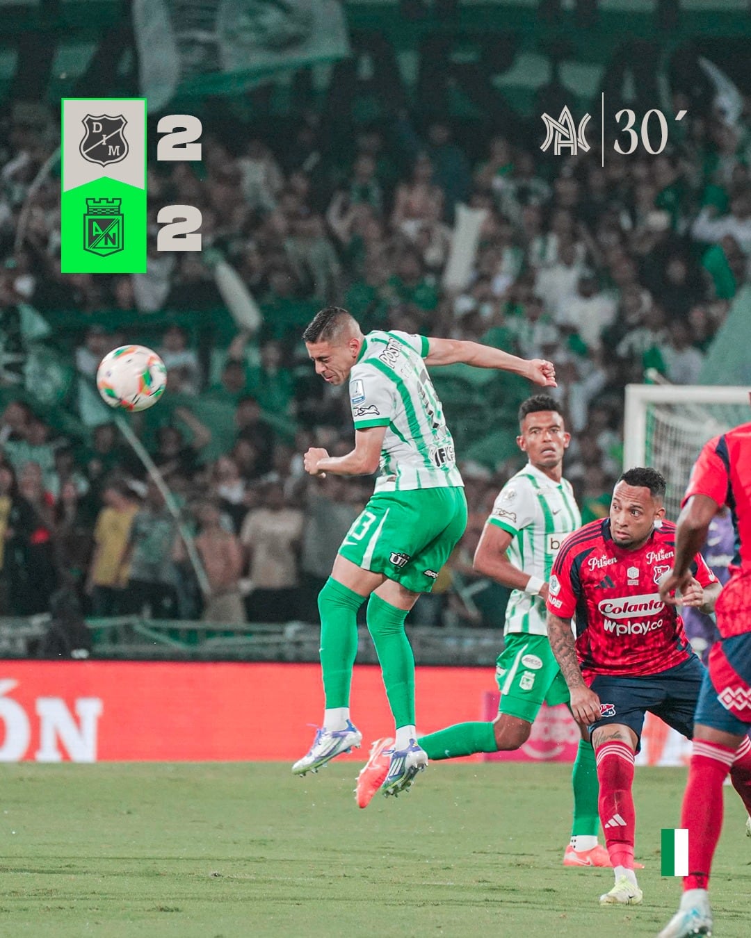 Atlético Nacional iguala 2-2 con Medellín- crédito @nacionaloficial/X