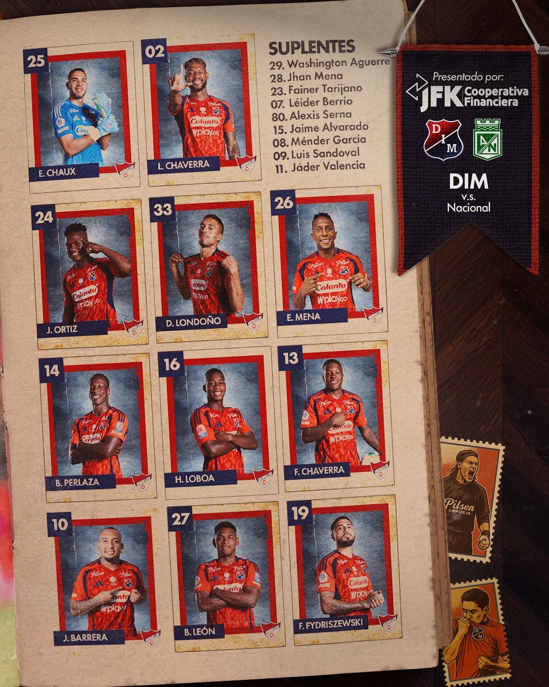 Así formará el Medellín contra Nacional- crédito @DIM_Oficial/X