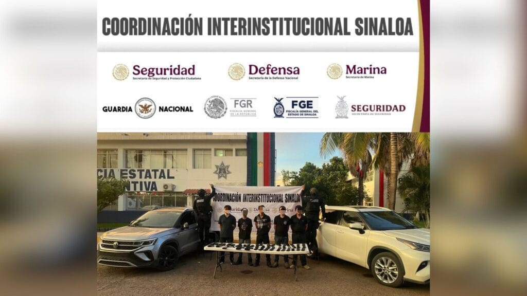Cinco personas detenidas, dos de ellas, menores de edad. (FOTO: X:@sspsinaloa1)