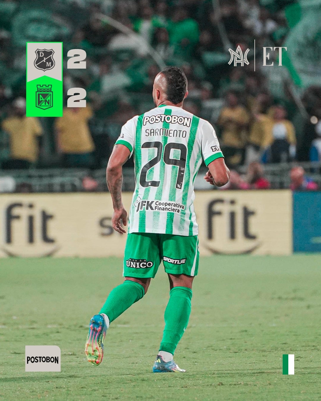 Nacional y Medellín empatan 2-2 en el estadio Atanasio Girardot- crédito @nacionaloficial/X