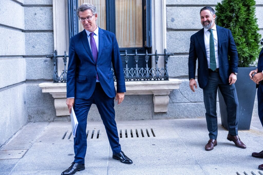 Alberto Núñez Feijóo y Santiago Abascal en el Congreso, en una imagen de archivo.