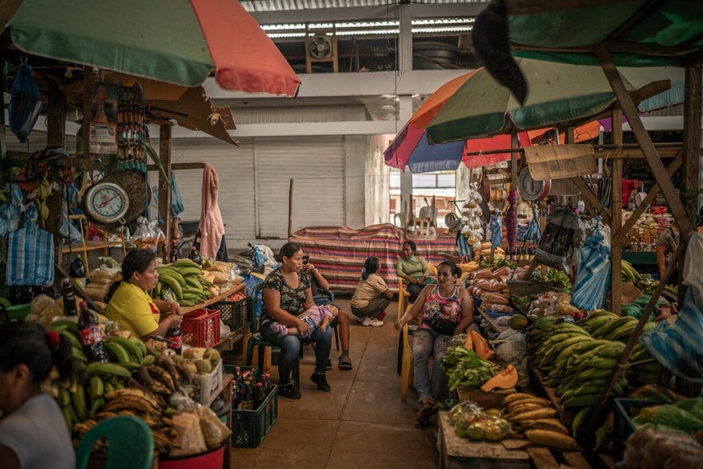 Plaza de mercado de Puerto Leguízamo, Putumayo (Colombia), el 9 de Febrero.