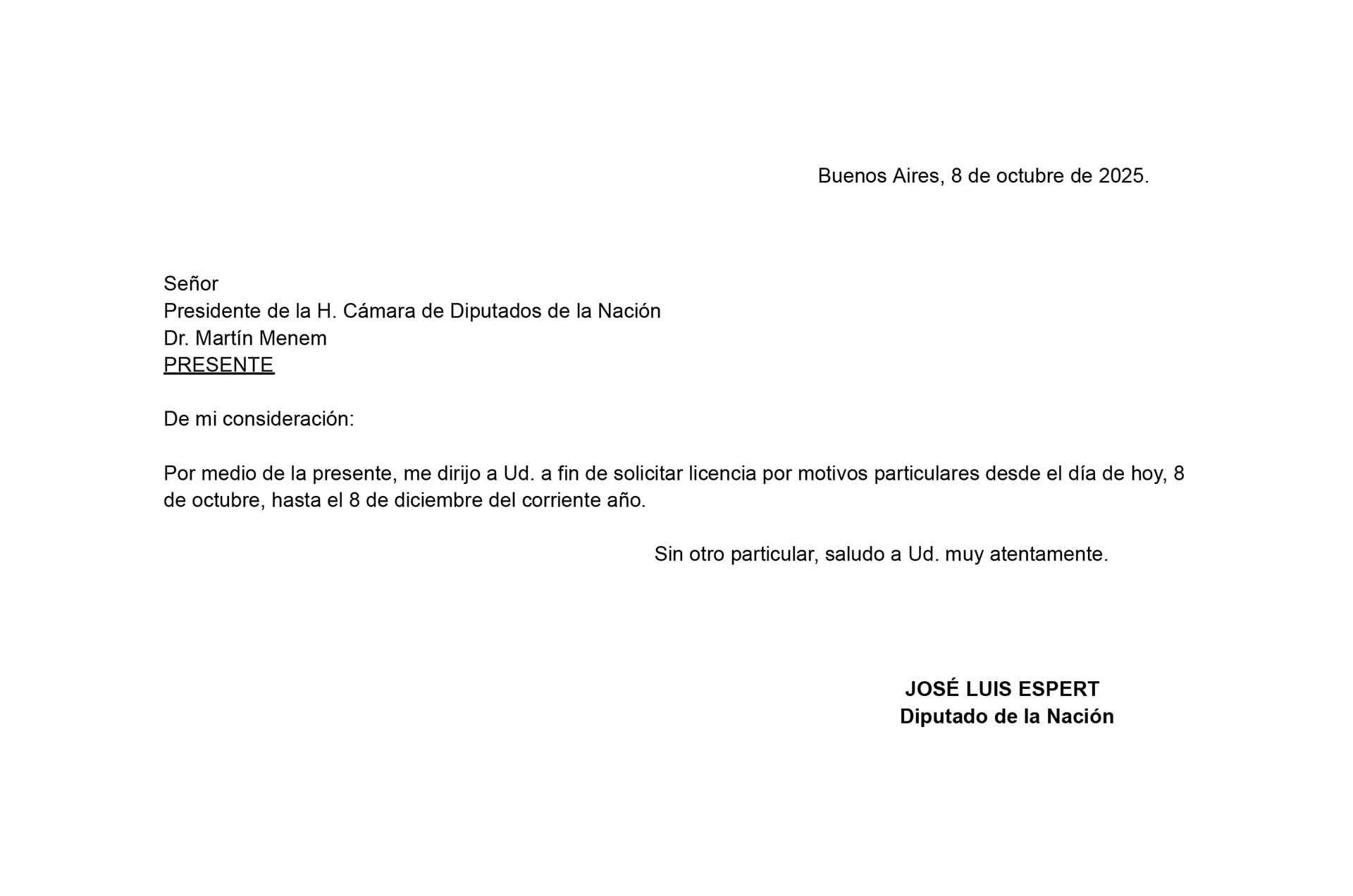 El documento presentado por Espert