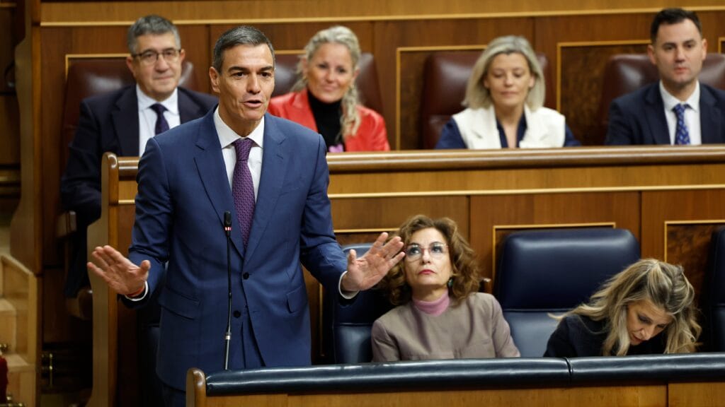 El presidente del Gobierno, Pedro Sánchez, durante la sesión de control de este miércoles.