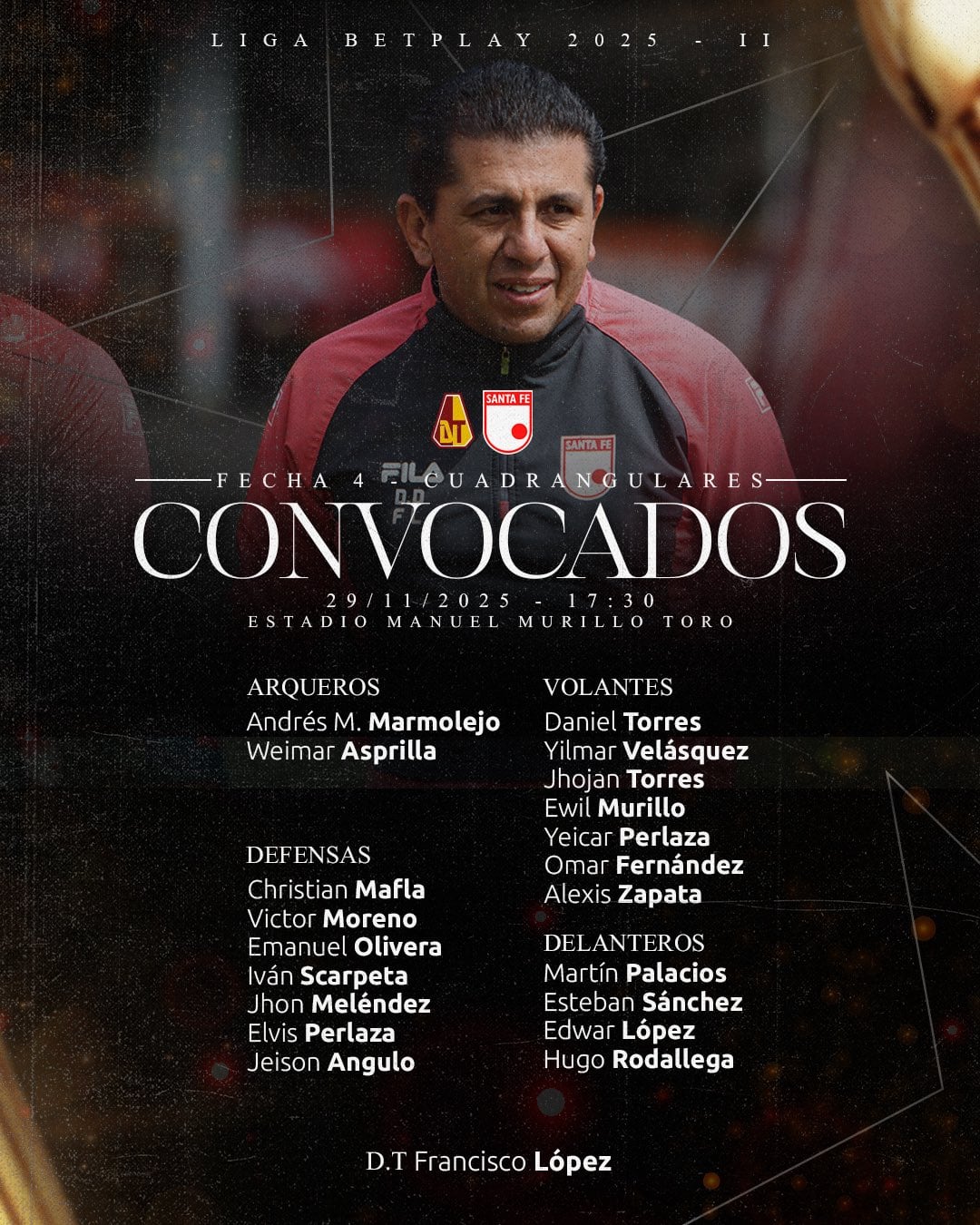 Santa Fe presentó los jugadores con los que viajó a Ibagué para enfrentar a Tolima - crédito Santa Fe