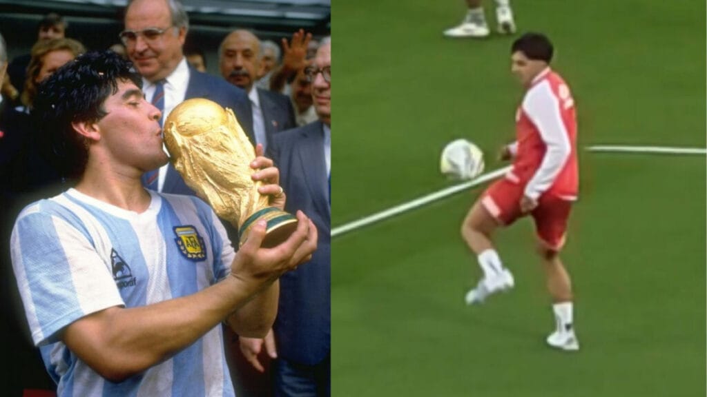 El sobrino nieto de Maradona imita su famoso calentamiento