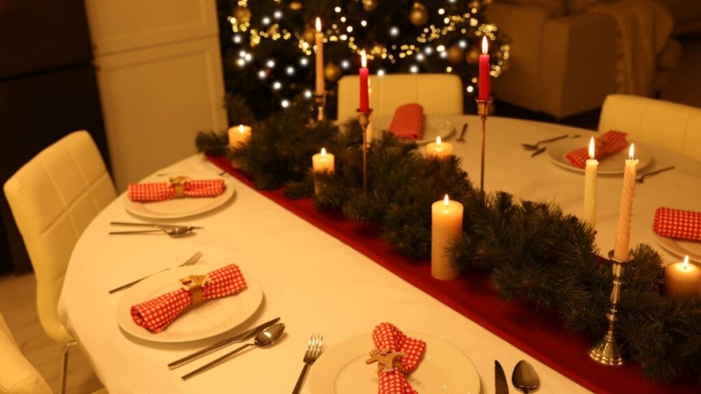 Decoración mesa navideña.
