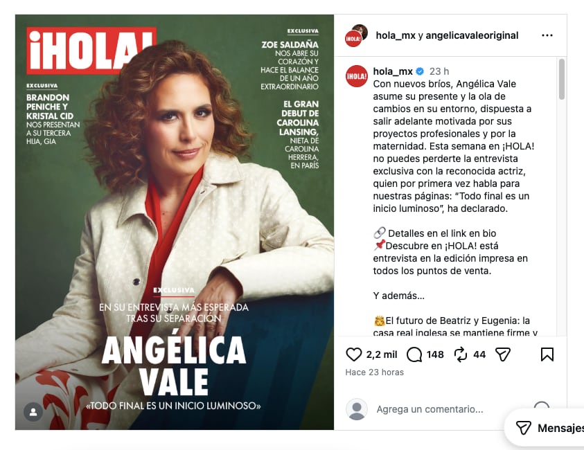 Angélica Vale presume cambio de look. (Instagram)