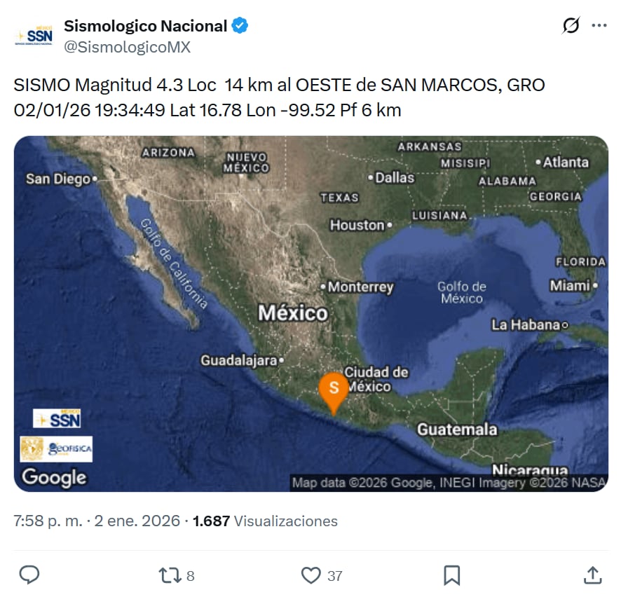 (X/ @SismologicoMX)