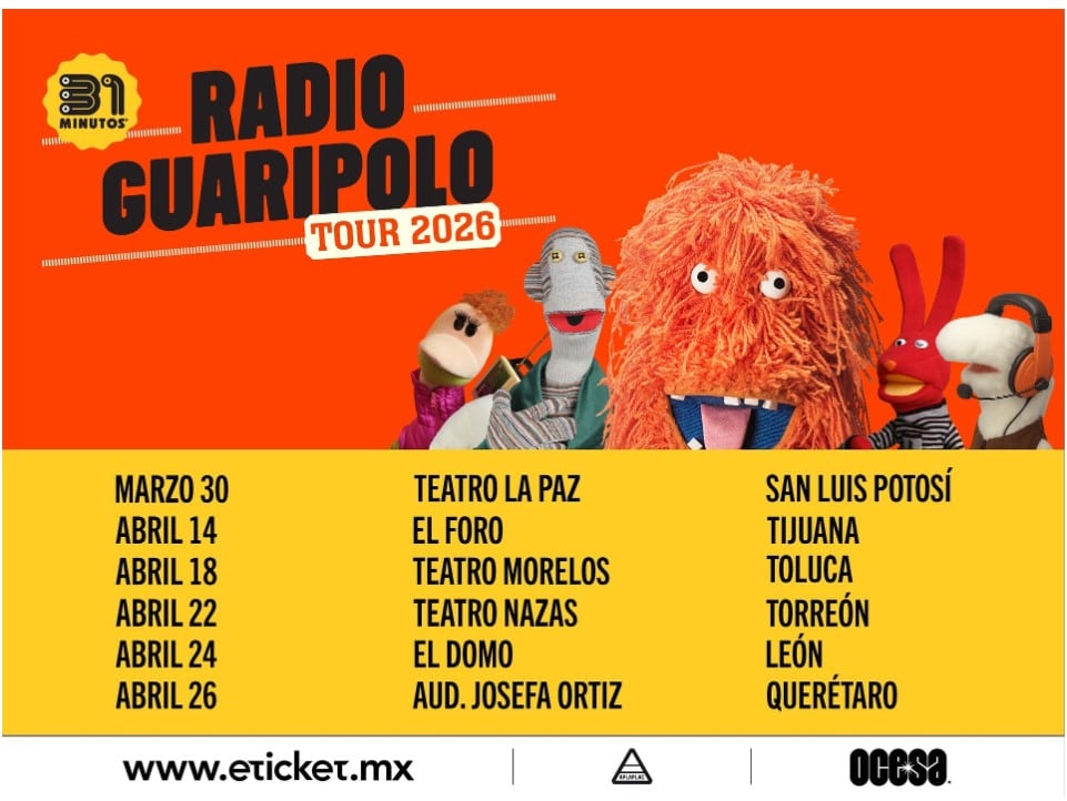 Radio Guaripolo II transforma el escenario en un estudio de radio en vivo con secciones inéditas, entrevistas y canciones originales (Ocesa)