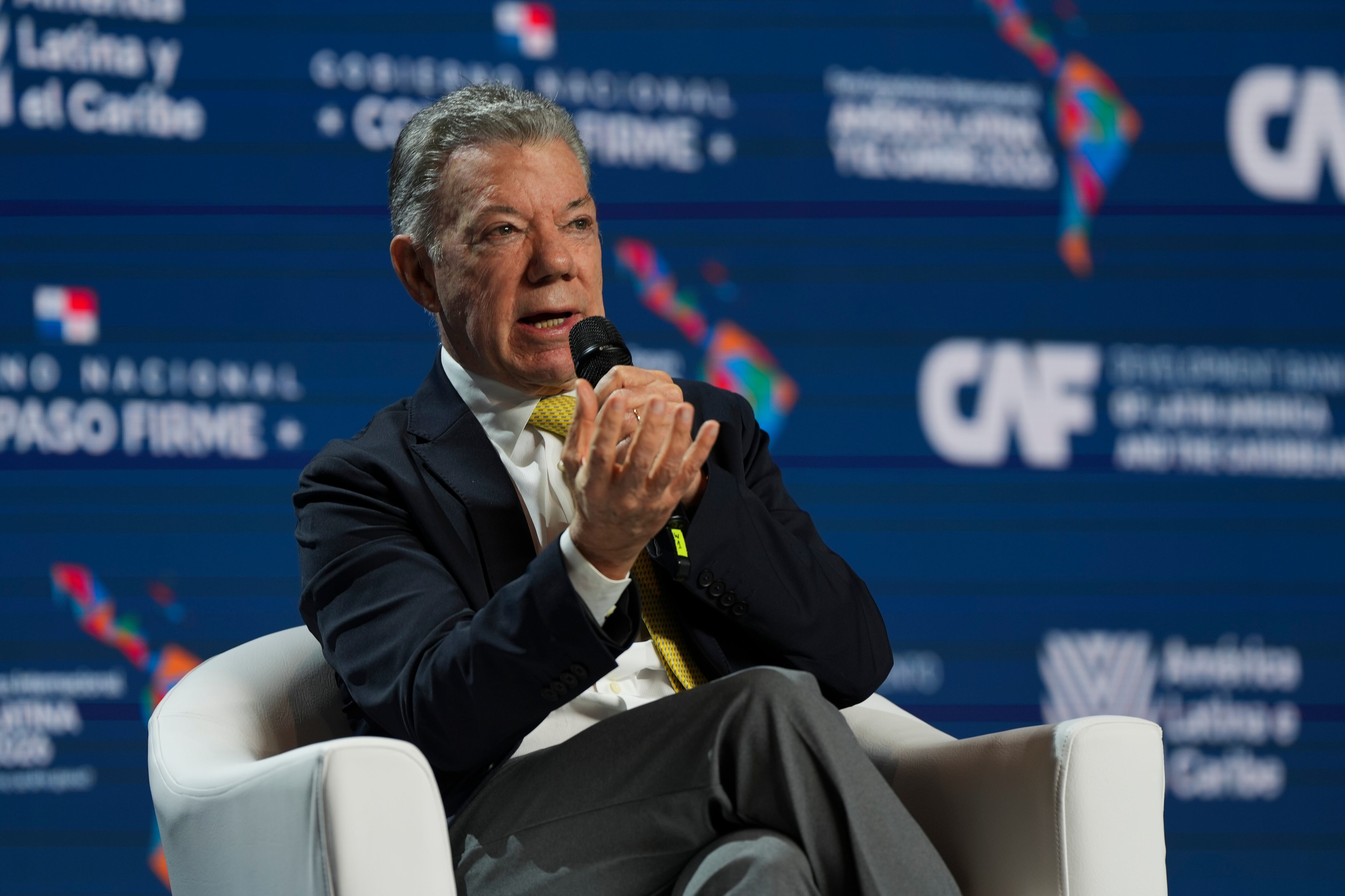 Juan Manuel Santos, en Ciudad de Panamá, este jueves.