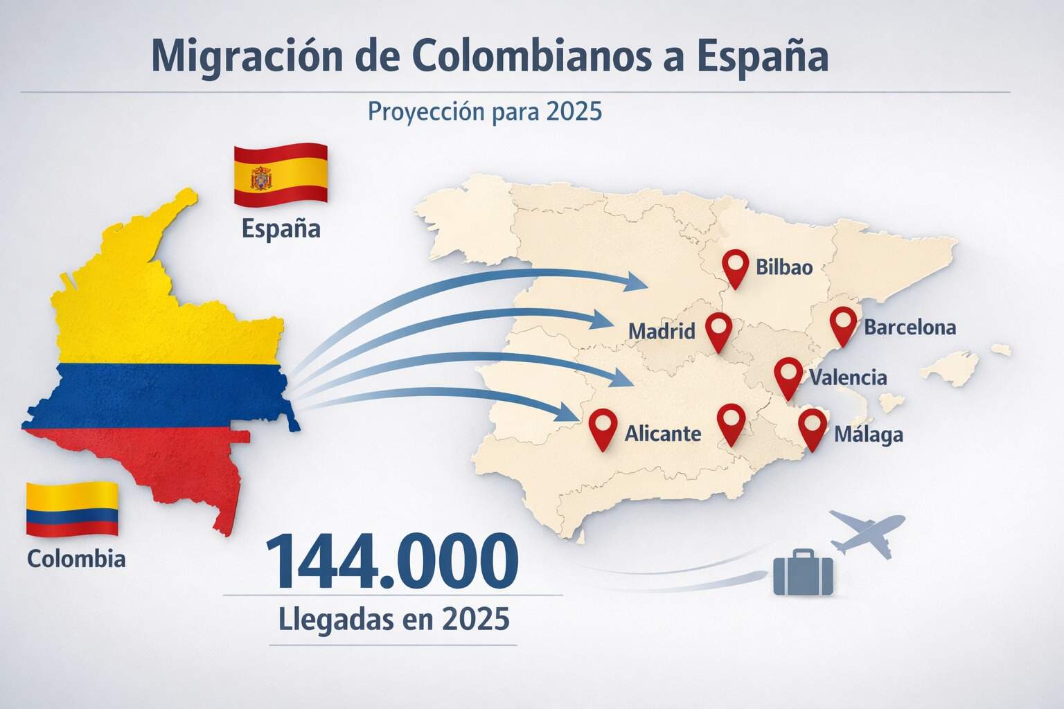 Colombia lidera inmigración a España en 2025 con 144.000 llegadas