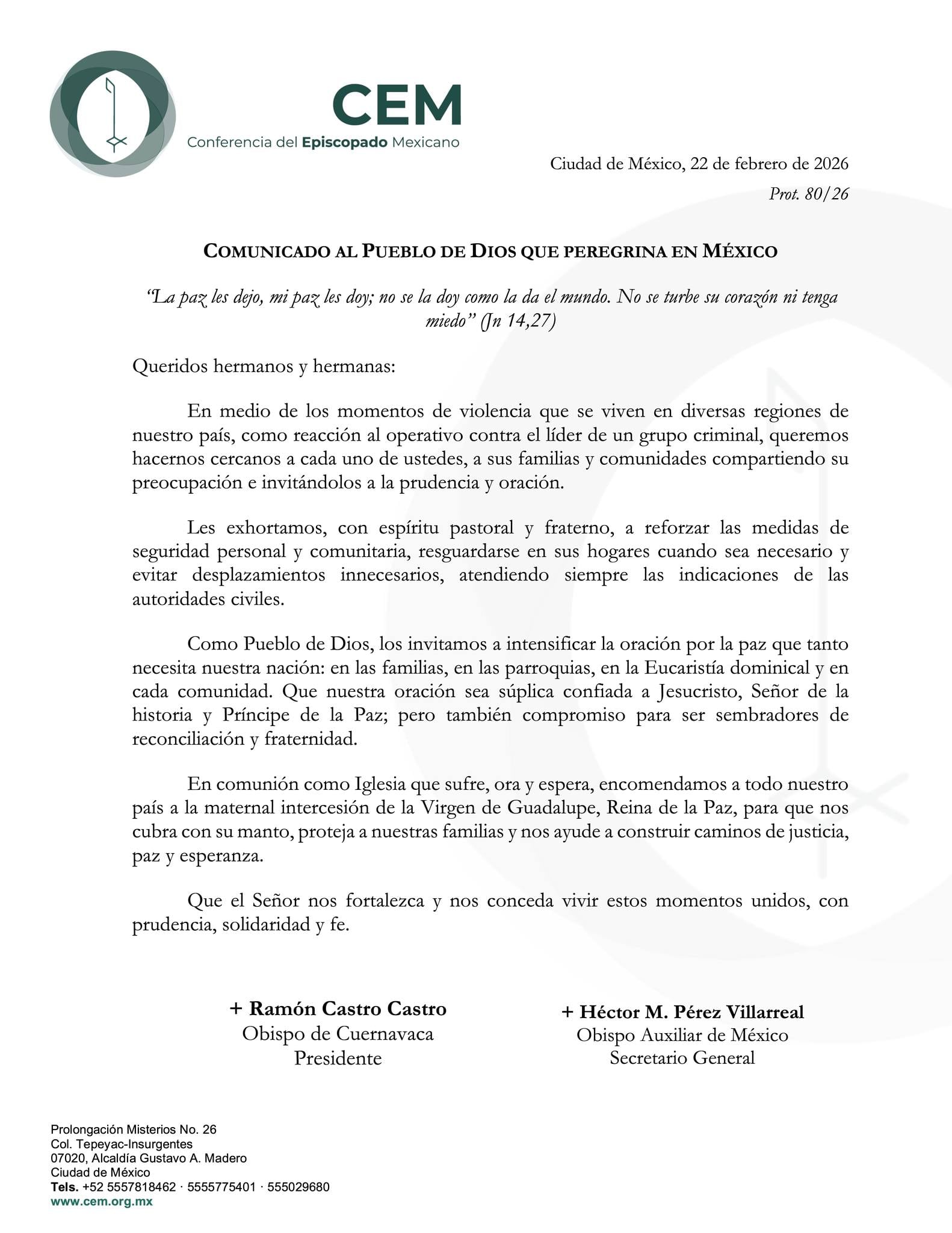 (Fcebook/Conferencia del Episcopado Mexicano)