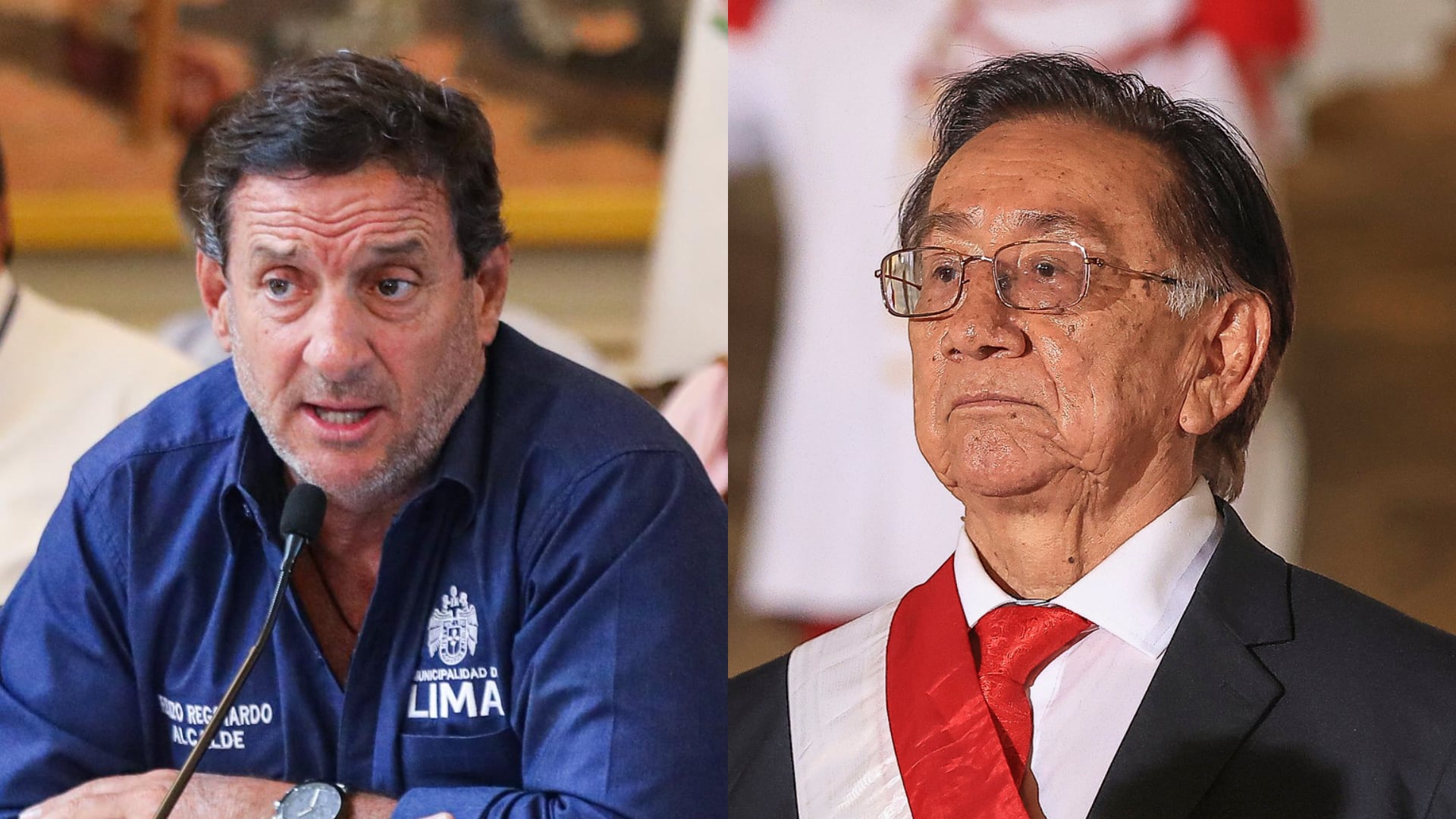 El alcalde de Lima, Renzo Reggiardo, pidió al presidente José María Balcázar que concentre la gestión en la crisis de inseguridad ciudadana y no en la discusión sobre indultos. (Composición: Infobae Perú)
