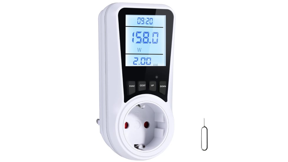 Medidor de consumo eléctrico fácil de configurar.