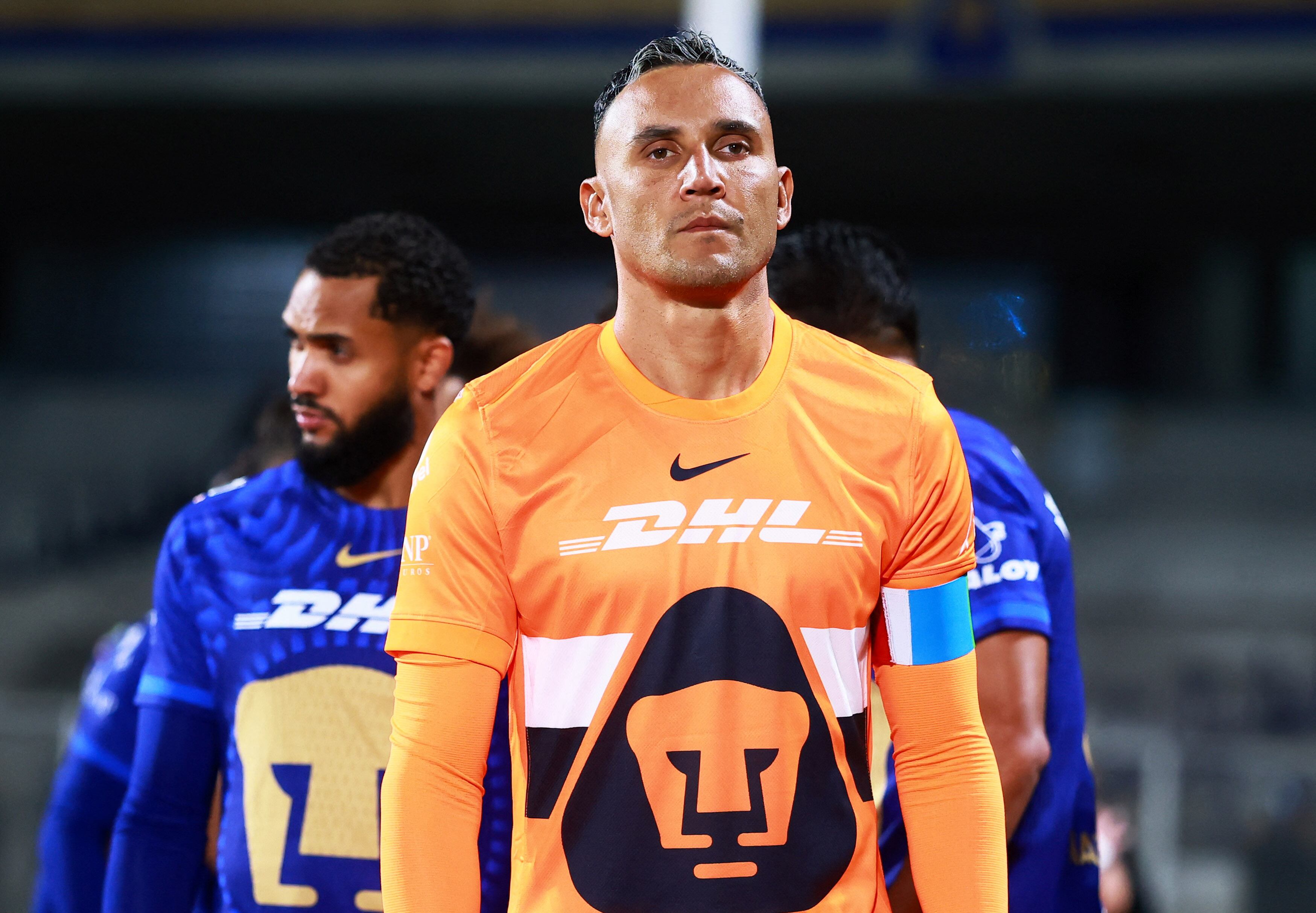 El portero costarricense llegó a Pumas en julio de 2025 tras una exitosa trayectoria internacional en clubes de élite europea. REUTERS/Eloisa Sanchez