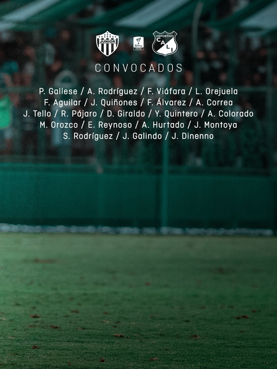 El grupo de jugadores que tendrá el venezolano Rafael Dudamel para el partido ante Junior-crédito @DeportivoCaliCP/X