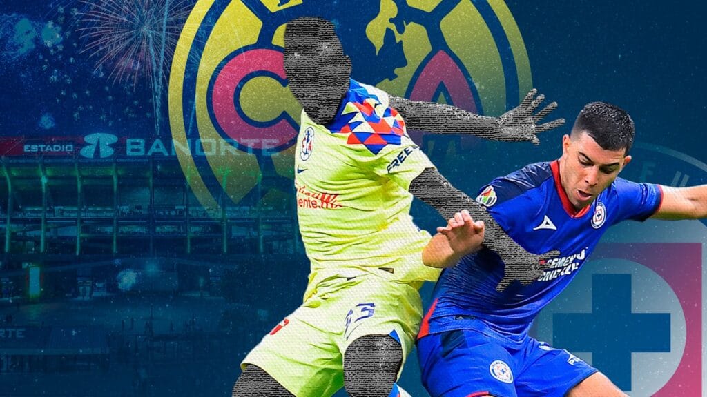 El renovado Estadio Azteca será testigo del esperado duelo entre los dos históricos clubes, que se enfrentan en medio de gran presión rumbo al cierre del torneo regular. (Ilustración: Jesús Aviles/Infobae México)