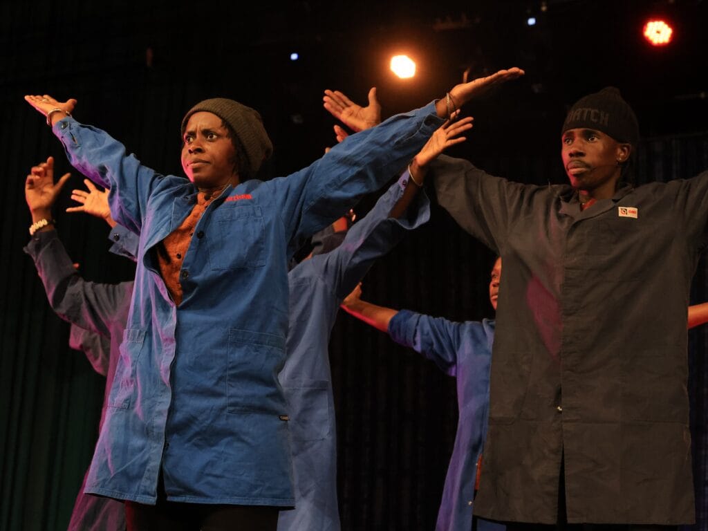 A scene from the contemporary dance piece 'How Art Began' by Mounir Saeed, at the 14th edition of the Abidjan Performing Arts Market.