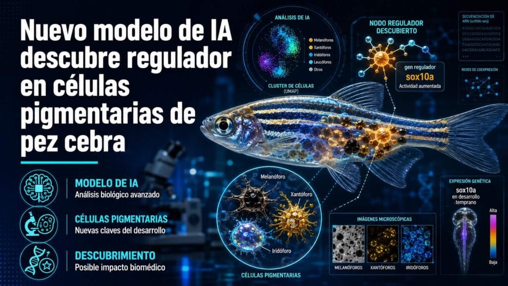 Nuevo modelo de IA descubre regulador en células pigmentarias de pez cebra