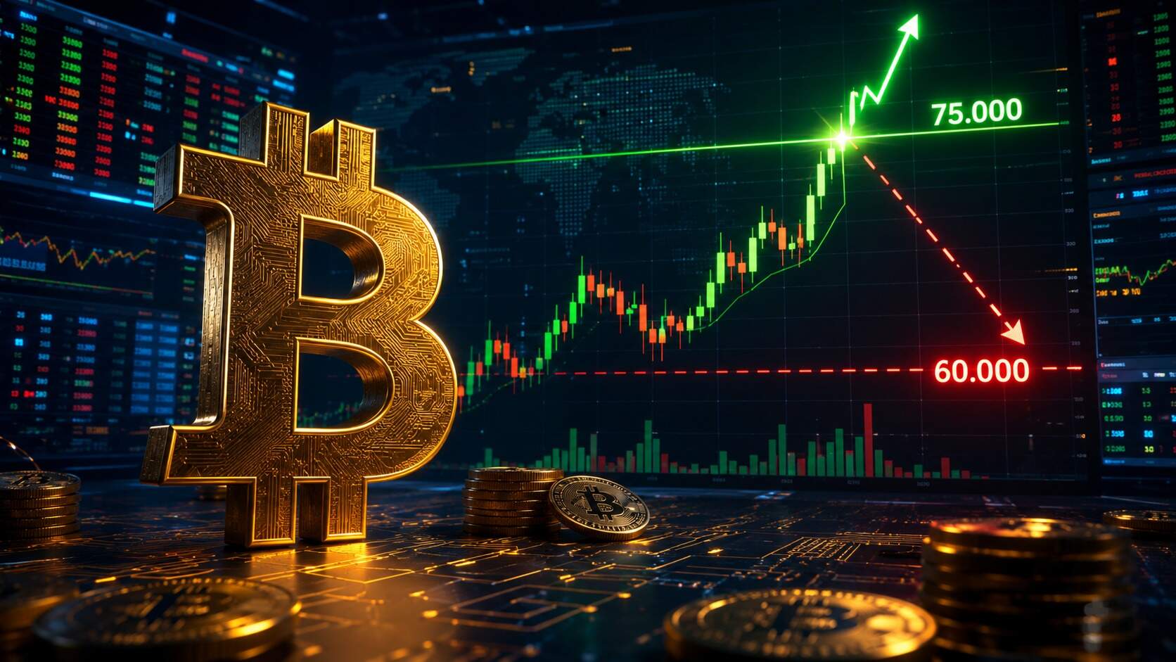 Bitcoin rompe los 75.000 dólares y el mercado vigila un posible regreso a 60.000