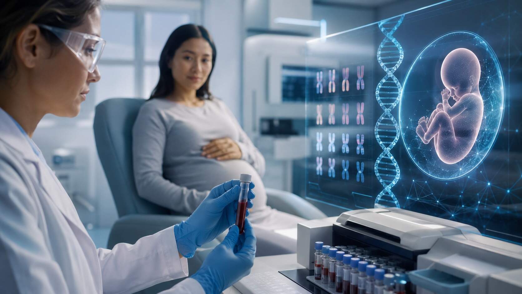 Nueva prueba de sangre analiza casi todo el genoma fetal sin riesgo