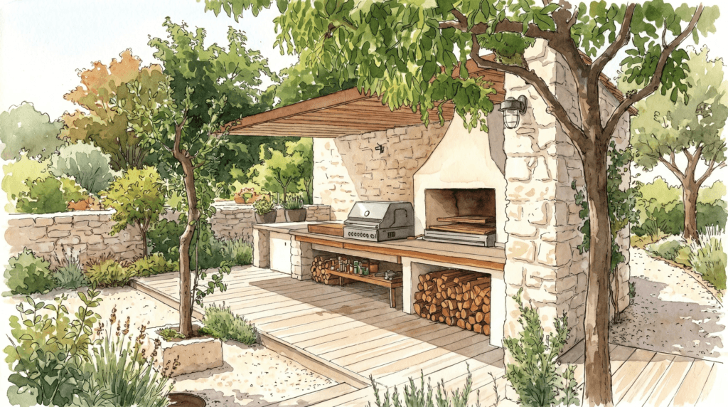 Las cocinas exteriores se transforman en espacios sociales que integran cocinar, comer y reunirse en el jardín. (Imagen Ilustrativa Infobae)