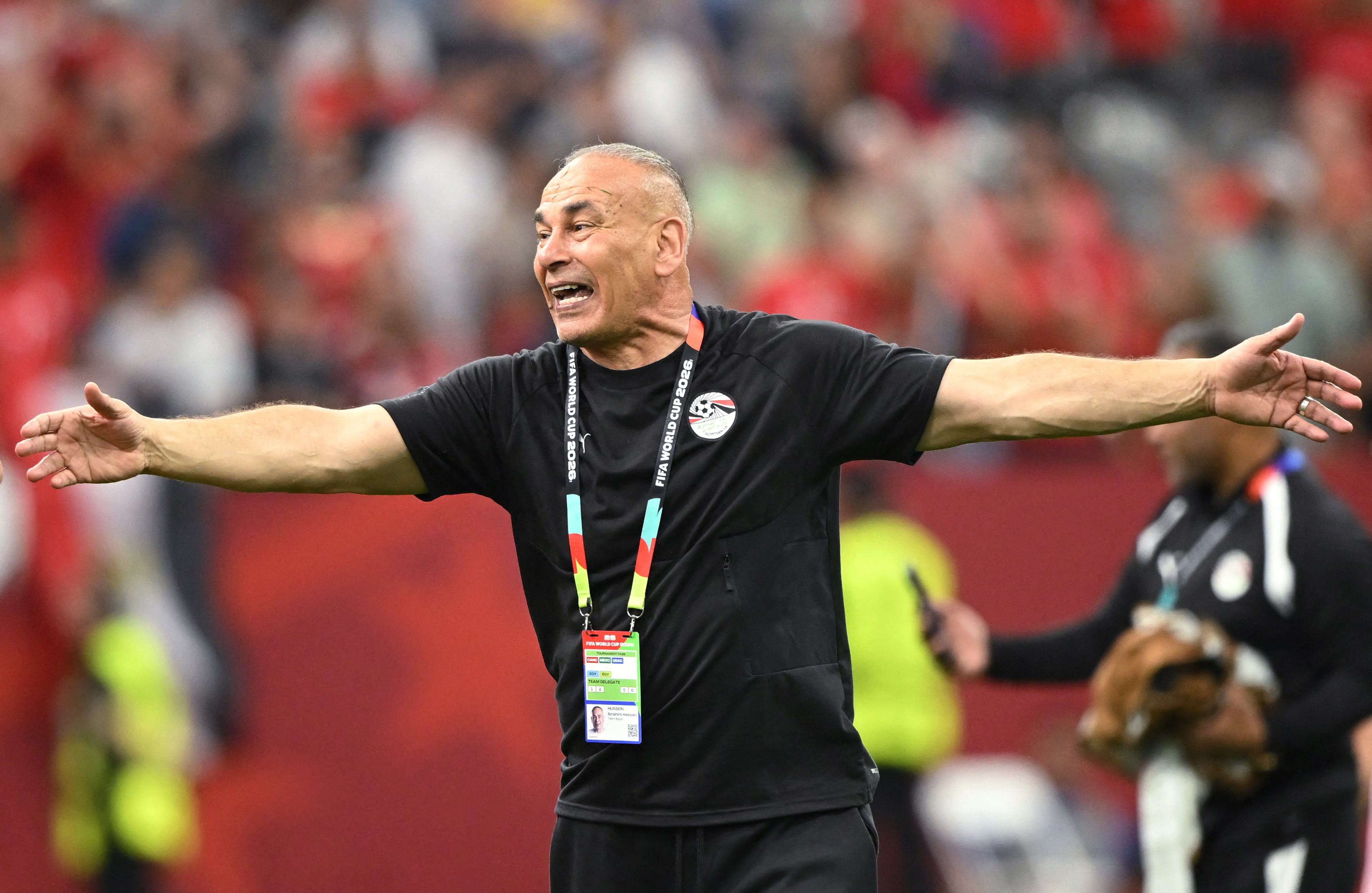 Soccer Football - FIFA World Cup 2026 - Group G - New Zealand v Egypt - BC Place, Vancouver, Canada - June 21, 2026 Egypt coach Hossam Hassan celebrates after the match IMAGN IMAGES via Reuters/Anne-Marie Sorvin