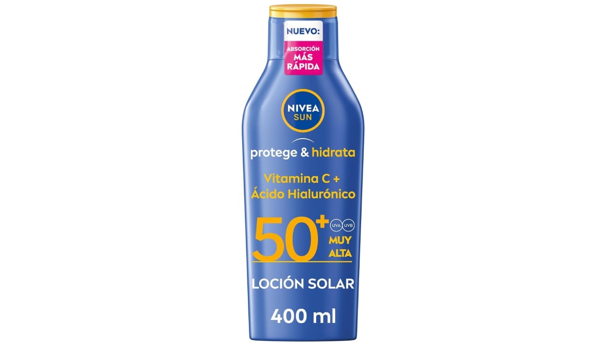Crema solar Nivea con vitamina C y ácido hialurónico (SPF 50+).
