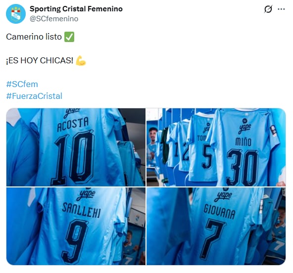 Camerino de Sporting Cristal listo para el choque de esta tarde ante Universitario. Crédito: Captura X