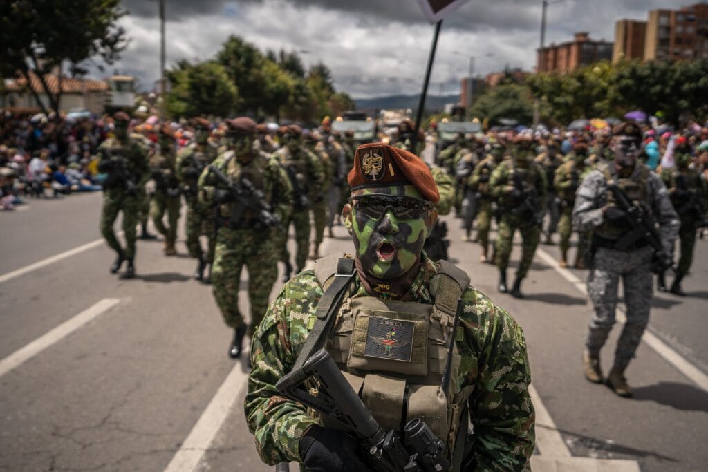 Desfile militar en Bogotá, Colombia, en julio de 2023.