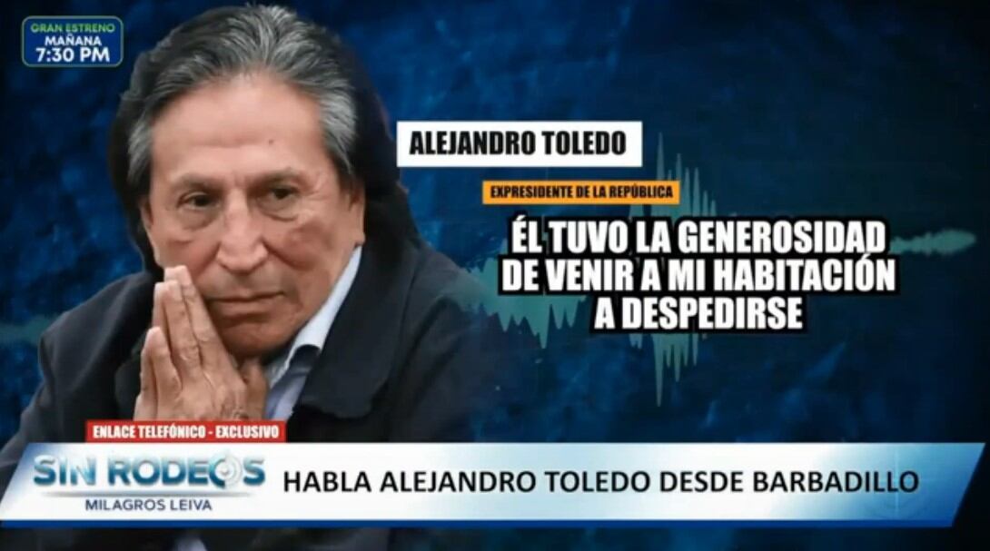 Alejandro Toledo cuestiona al equipo Lava Jato y respalda declaraciones de Ollanta Humala. Captura: Sin rodeos.