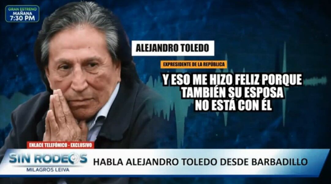 Alejandro Toledo cuestiona al equipo Lava Jato y respalda declaraciones de Ollanta Humala. Captura: Sin rodeos.