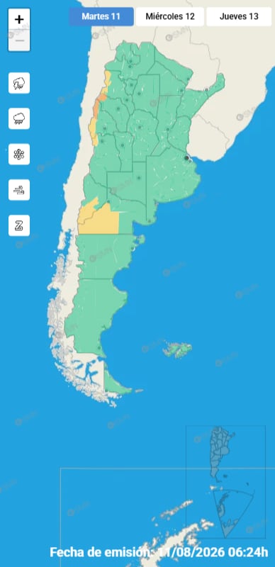 Las alertas por nevadas en el país