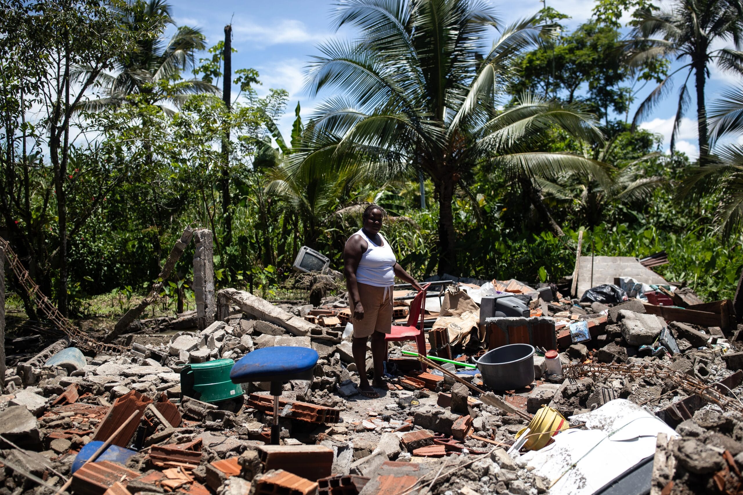 Osiris Romaña Padilla, damnificada por el terremoto, en Tanguí, departamento del Chocó, el 18 de agosto.