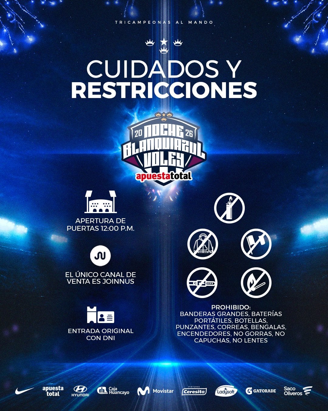 Recomendaciones para los hinchas en la Noche Blanquiazul 2026